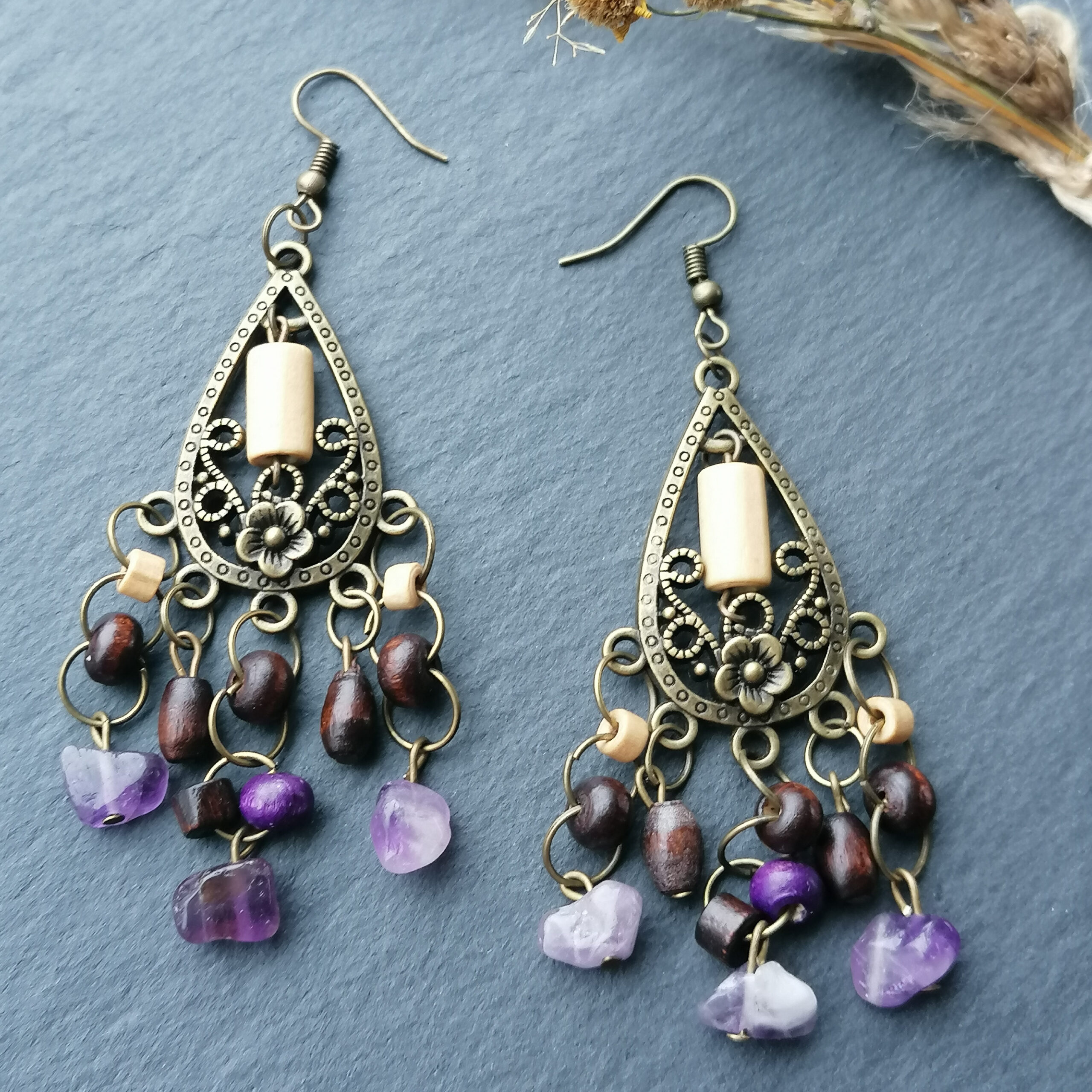 boho crystal earrings