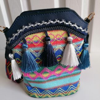 boho style tassel bag blue