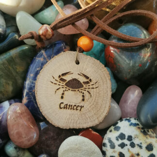 cancer star sign laser engraved necklace, zodiac necklace