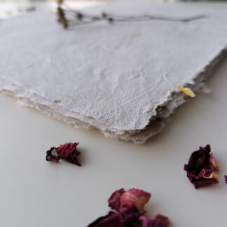 100% handmade recycled paper with rose petals